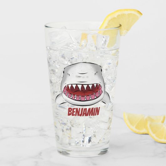 Verre Grand requin blanc moyen dessin animé (Dos glace)