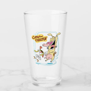 Verre Graphique de rire de vache et de poulet