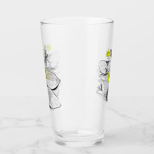 Verre Gravure jaune nénuphars (Gauche)
