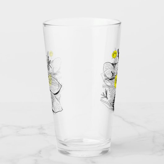 Verre Gravure jaune nénuphars (Droite)