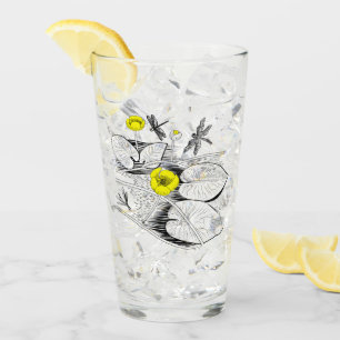 Verre Gravure jaune nénuphars