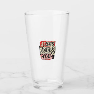 Verre Gravure Vintage Jésus Vous Aime Typographie Chréti