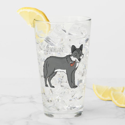 Verre Gray wolf with pipe cartoon (Devant glace)