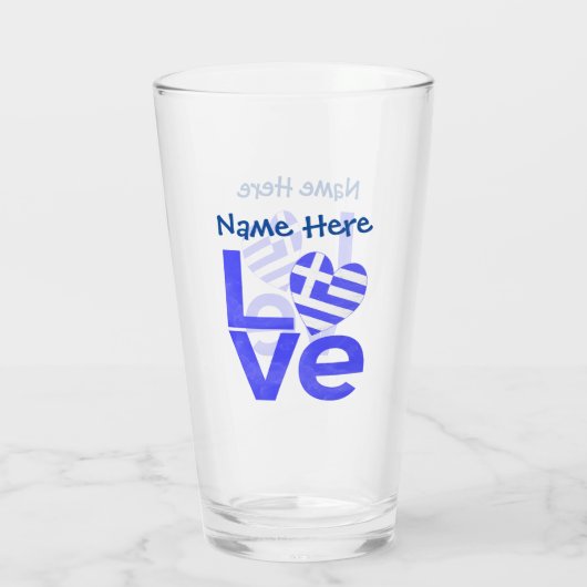 Verre Grec Love Drapeau Bleu Personnalisé (Dos)