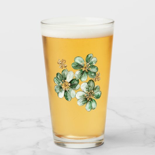 Verre Green Gold Glitter Shamrock St. Patrick's Day (Devant (rempli))