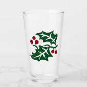Verre Green Holly Red Berries thème de Noël (Devant)
