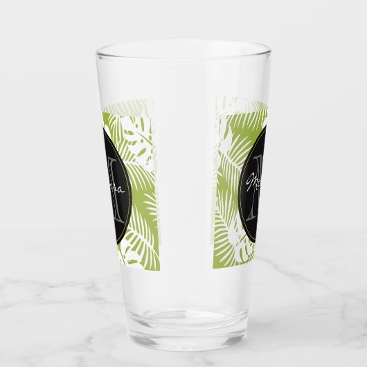 Verre Green Palm Feuille Rainforest Motif Monogram (Droite)