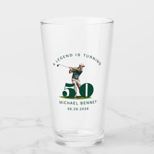 Verre Green Sport Golfer 50th Birthday (Devant)