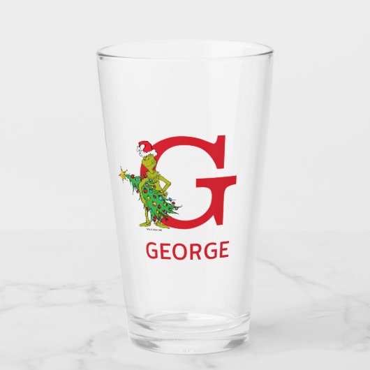 Verre Grinch Classique | Nom Vilain & Monogramme (Devant)