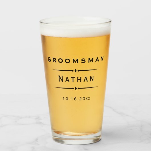 Verre Groomsman Art Déco vintage (Devant (rempli))