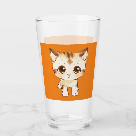 Verre Gros Kitten Eyed Cute Feline Aquarelle (Devant)