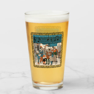 Verre Groupe de chanteurs Musiciens sur le cadre du coin