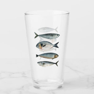 Verre Groupe de quatre poissons