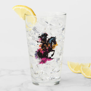 Verre Guerrier équitation cheval en aquarelle