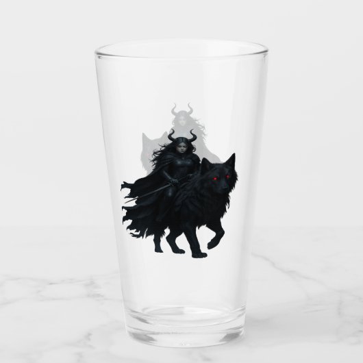 Verre Guerrière noire du loup de l'enfer (Devant)