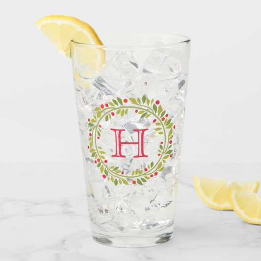 Verre Guirlande verte de Feuilles verts (Devant glace)