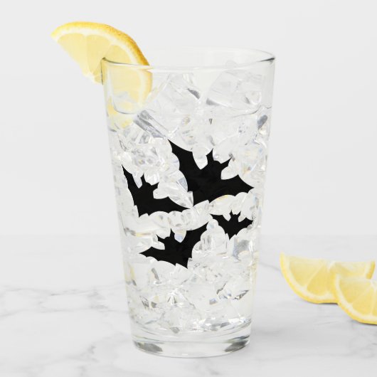 Verre Halloween chauves-souris noires cool éffrayant (Devant glace)