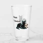 Verre Halloween de chat noir et de crâne (Devant)