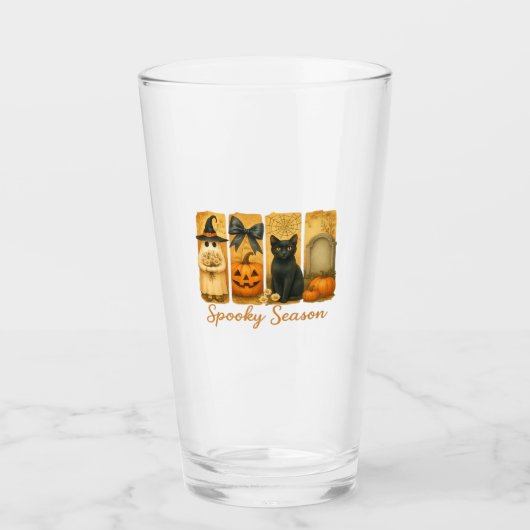 Verre Halloween vintage saison chère aux esprits, fantôm (Devant)