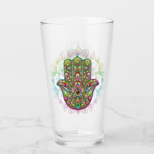 Verre Hamsa Fatma Main Psychedelic Art (Dos)