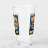 Verre Hanoukka bleue Menorah (Gauche)