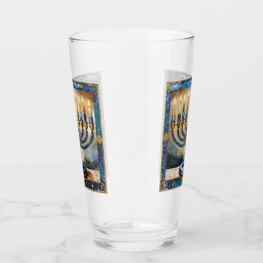 Verre Hanoukka bleue Menorah (Droite)