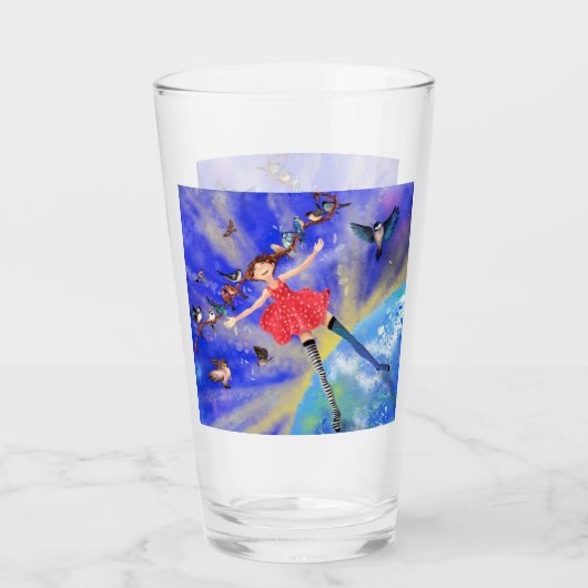 Verre Happy Girl with Birds (Devant)
