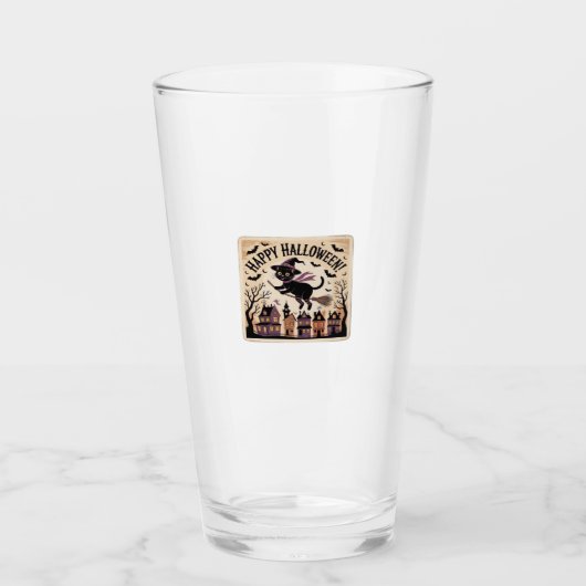 Verre Happy Halloween Black Cat Witch Classic T-Shirt (Devant)