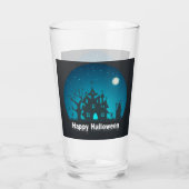 Verre Happy Halloween Maison hantée bleue et noire (Dos)