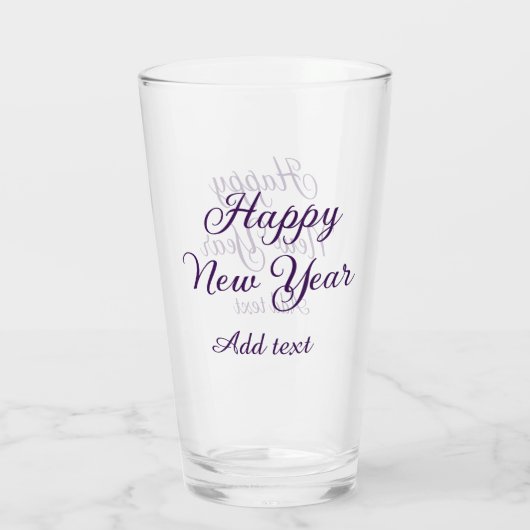 Verre Happy new year purple calligraphy simple minimal  (Dos)
