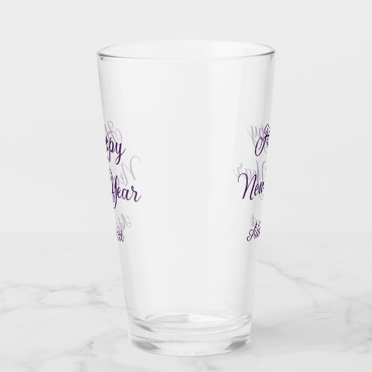 Verre Happy new year purple calligraphy simple minimal  (Droite)