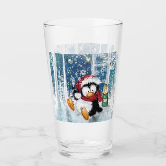 Verre Happy Penguin Funny Christmas Glass (Devant)