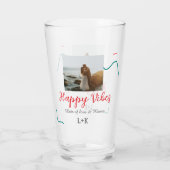 Verre Happy Vibes nom du couple date mariage rouge (Dos)