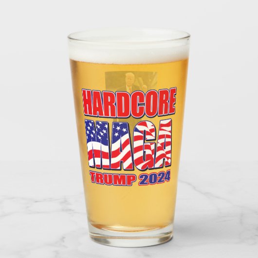 Verre Hardcore MAGA Trump 2024 (Devant (rempli))