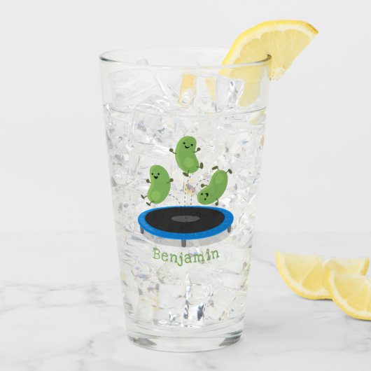 Verre Haricots verts mignons sur dessin animé trampoline (Dos glace)