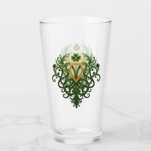 Verre Harpe d'or et Shamrocksf vert (Dos)