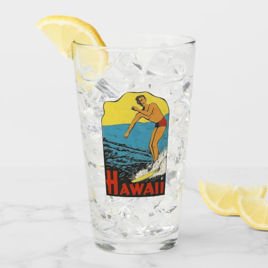 Verre Hawaii Surf Vintage voyage Pint Glass (Devant glace)