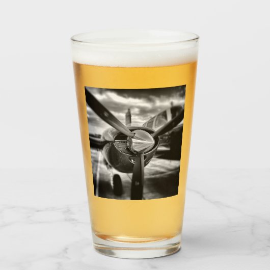 Verre Hélice d'avion Noir et Blanc (Devant (rempli))
