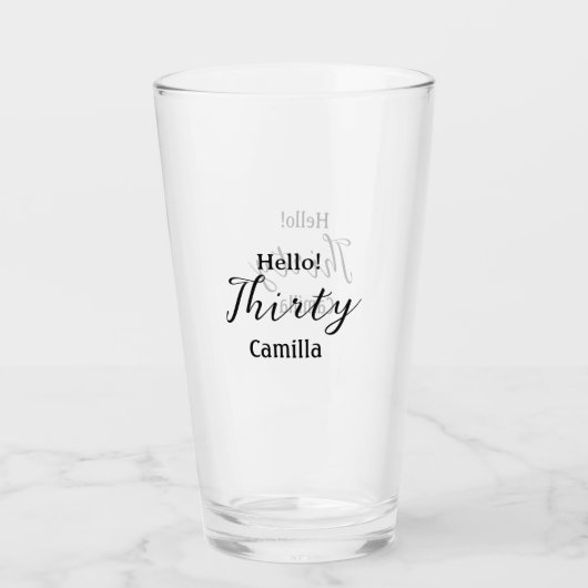 Verre Hello thirty birthday name simple minimal elegant  (Devant)