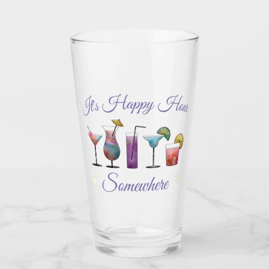 Verre Heure heureuse de cocktails d'été quelque part (Devant)