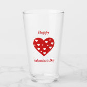 Verre Heureuse Sainte-Valentin Beau Coeurs blancs rouges (Devant)