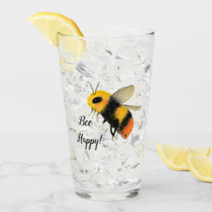 Verre heureux de pinte d'abeille drôle