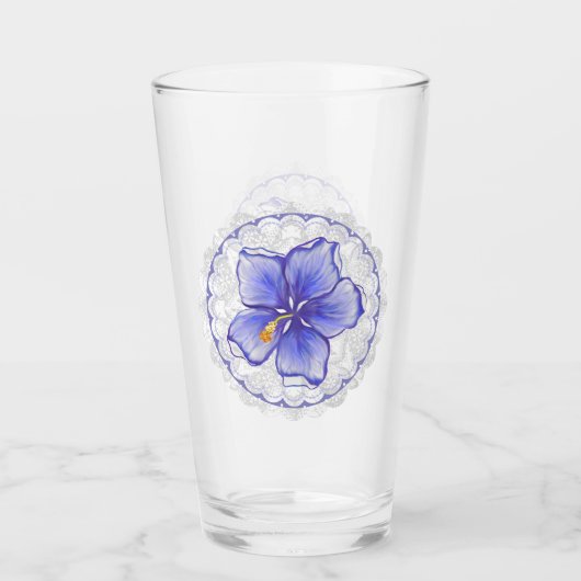Verre Hibiscus & dentelle BLEU (Devant)