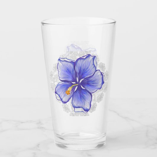 Verre Hibiscus & dentelle BLEU (Devant)