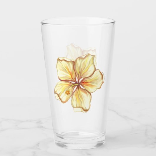 Verre Hibiscus & dentelle JAUNE (Devant)
