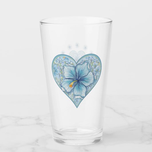 Verre Hibiscus & dentelle TURQUOISE (Devant)
