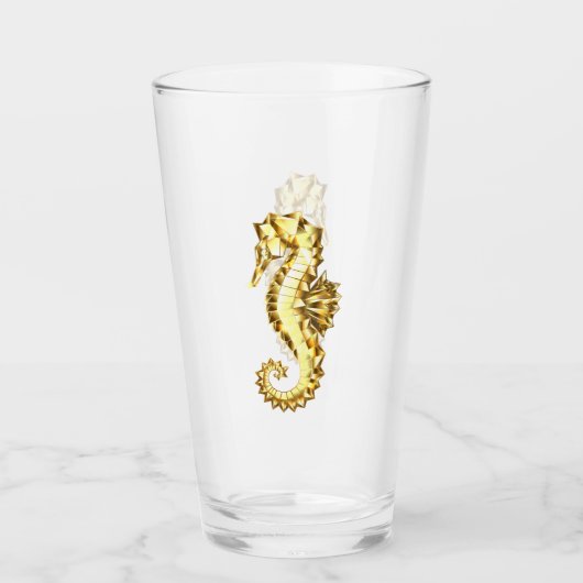 Verre Hippocampe Polygonal Or (Devant)