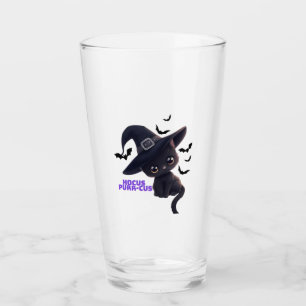 Verre Hocus Purr-cus Mignon Chat Noir Halloween Art Clas