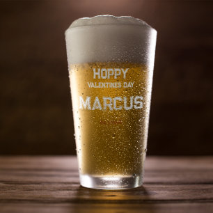 Verre Hoppy Valentines   Monogramme Pour Lui