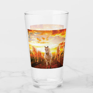 Verre Horses at sunset throw pillow